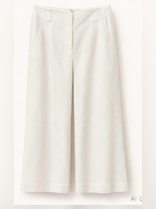 Jennifer Lopez Pants - Jennifer Lopez Ivory Lined Linen High Rise Wide Leg Pant Size 10